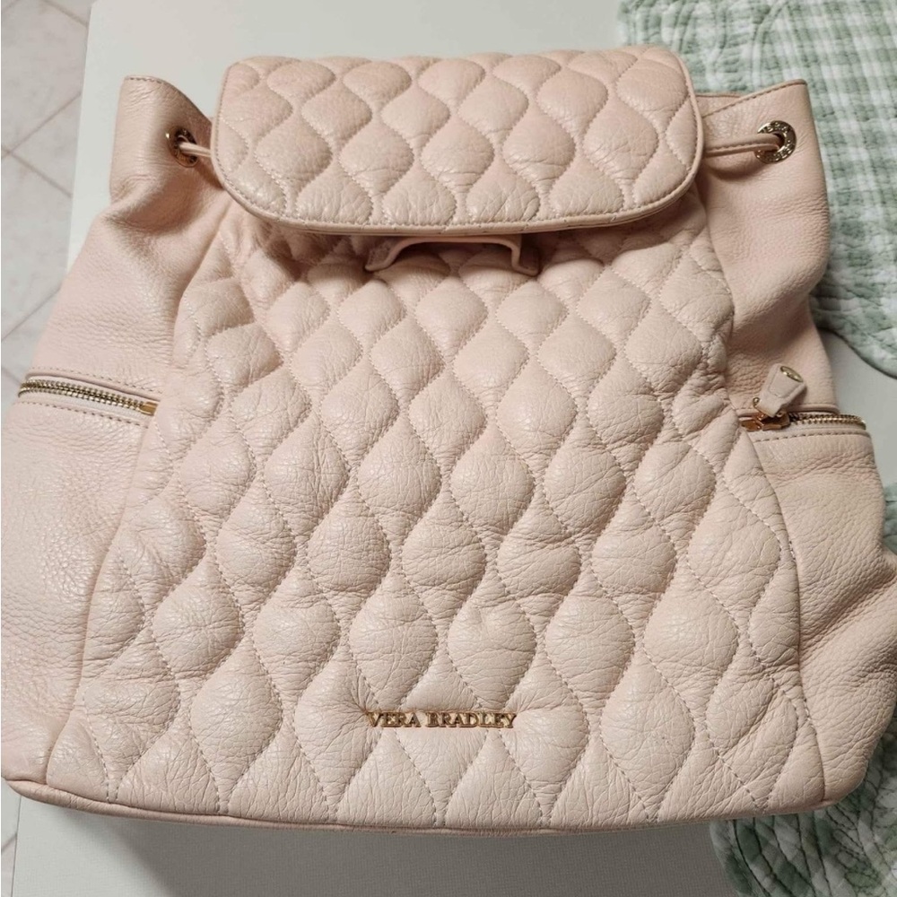 Vera Bradley Quilted Leather Amy Backpack Blush Baby Pink Travel Floral Purse - Picture 4 of 10